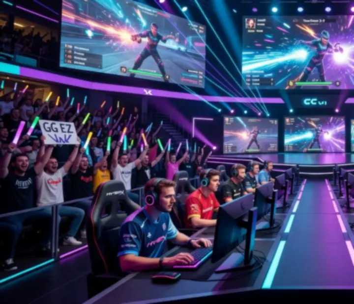 Scena e-sportowa podczas dużego turnieju z publicznością na żywo