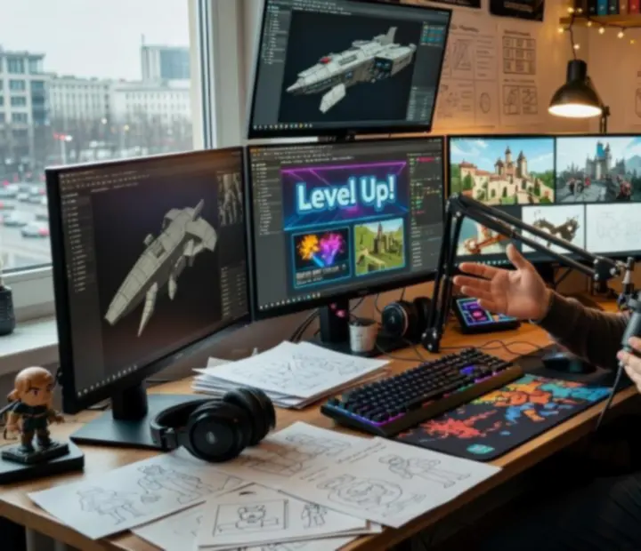 Tw&oacute;rca gier w studiu podczas wywiadu
