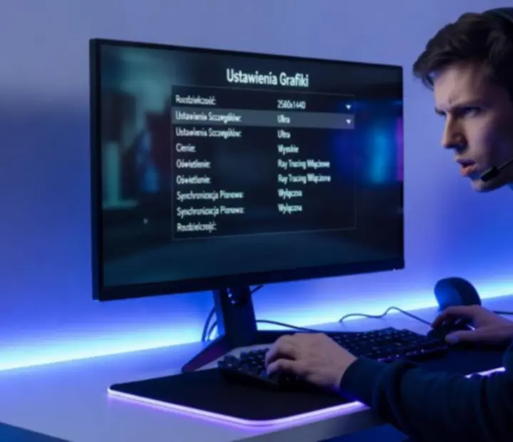 Nowoczesne stanowisko PC skonfigurowane do optymalnej rozgrywki